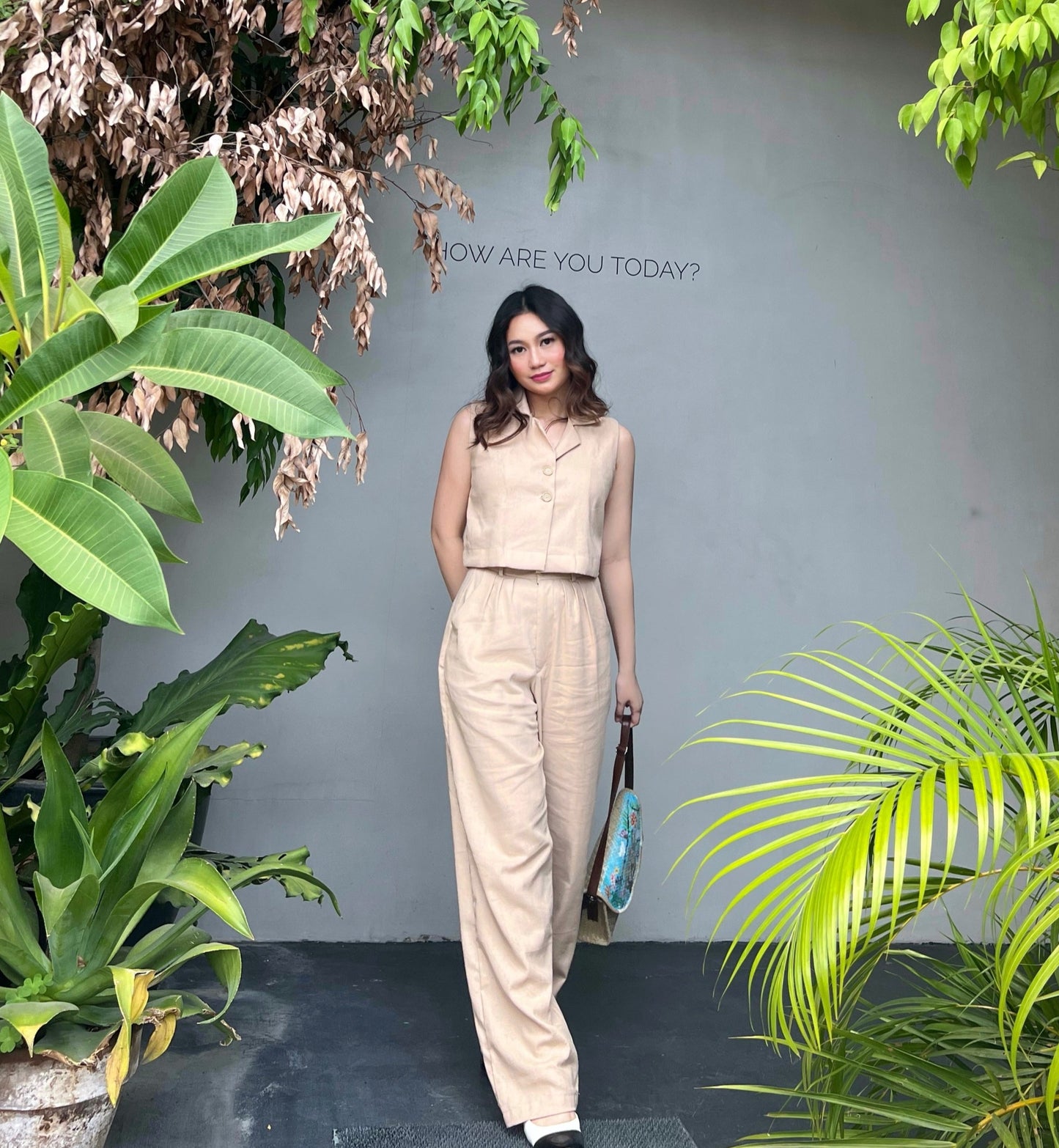 Charmine Cropped Vest Top - Camel