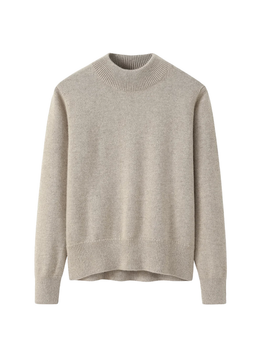Mock Neck Cashmere Sweater - Taupe