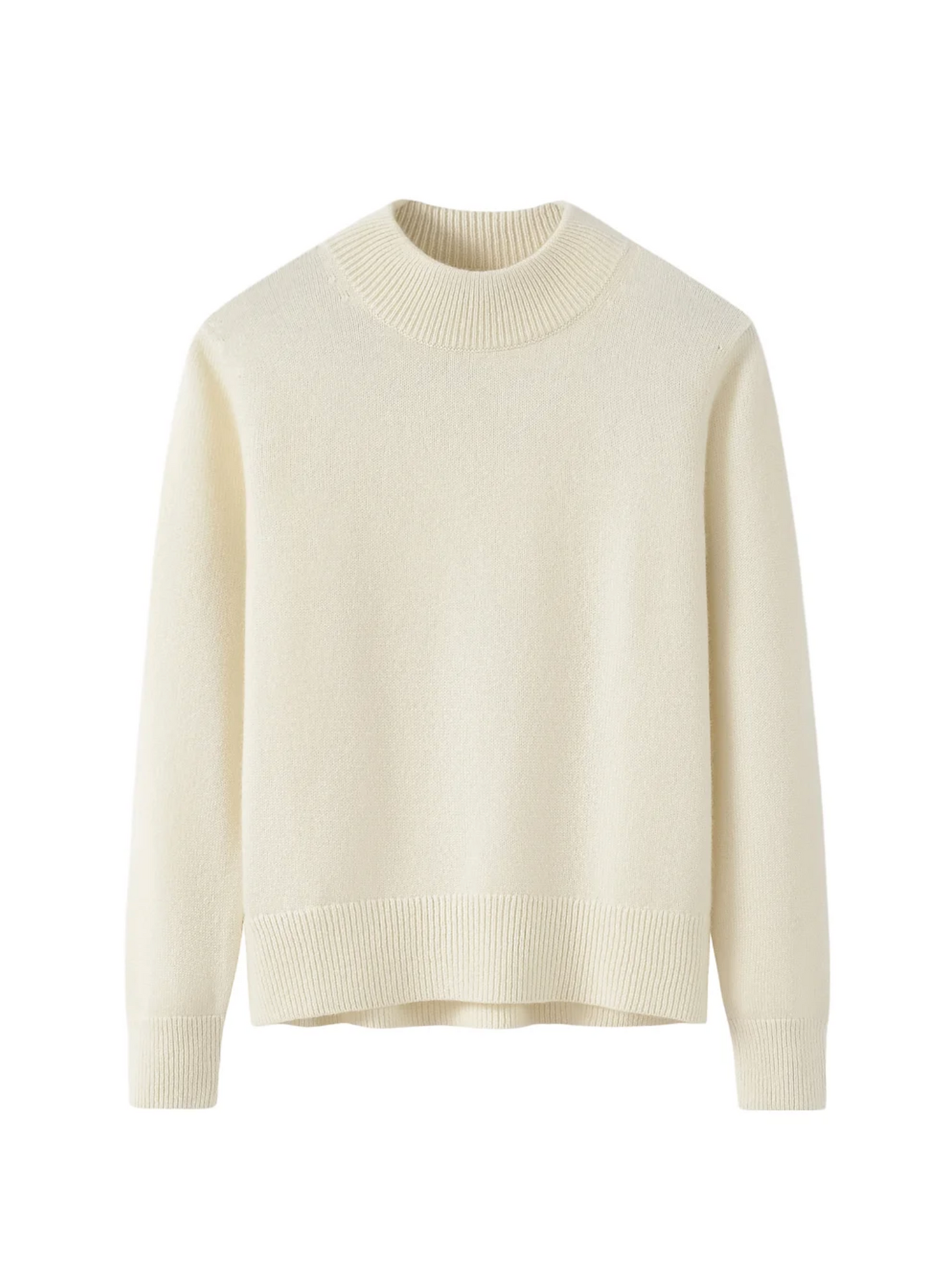 Mock Neck Cashmere Sweater - Natural