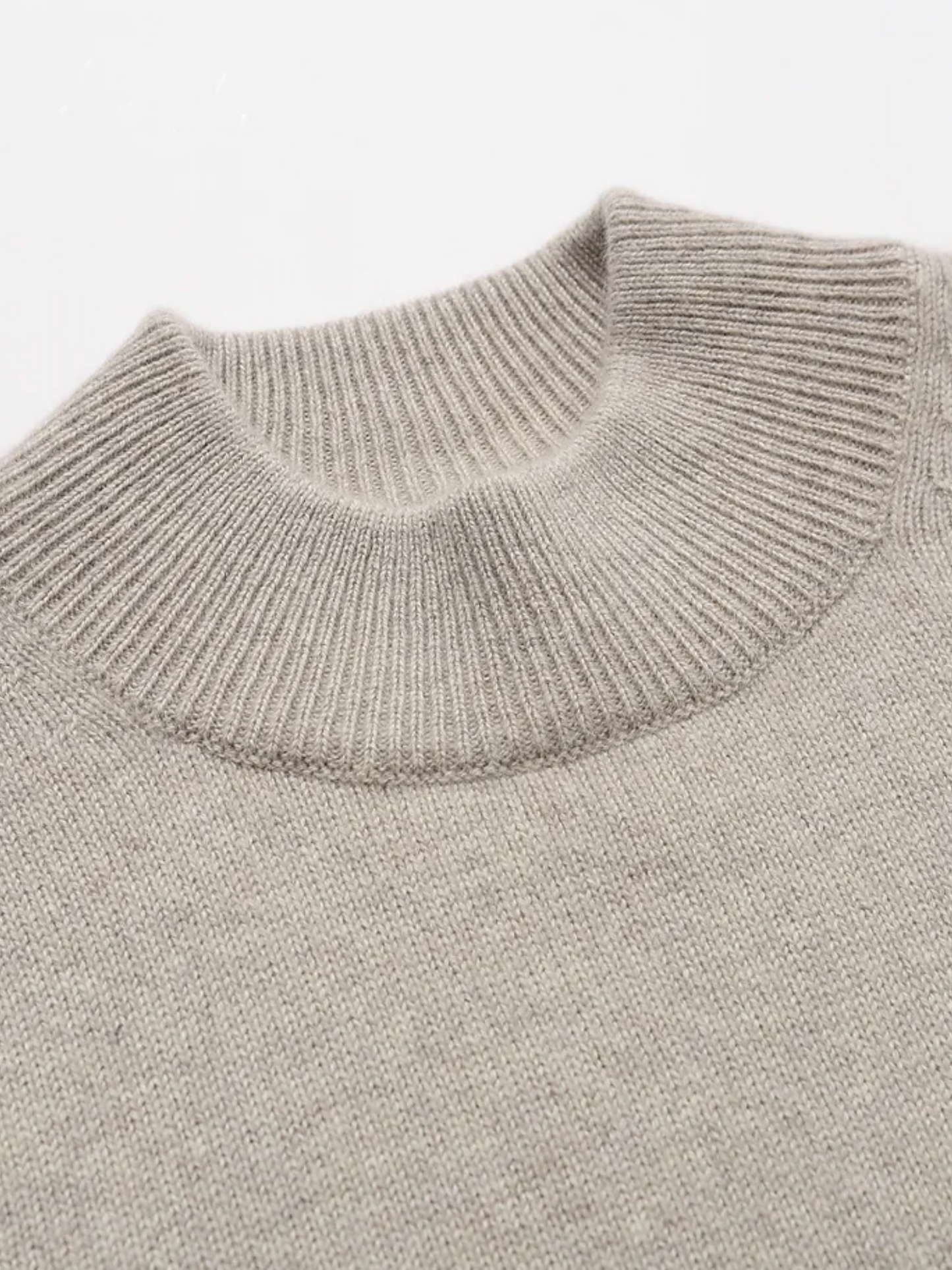 Mock Neck Cashmere Sweater - Natural